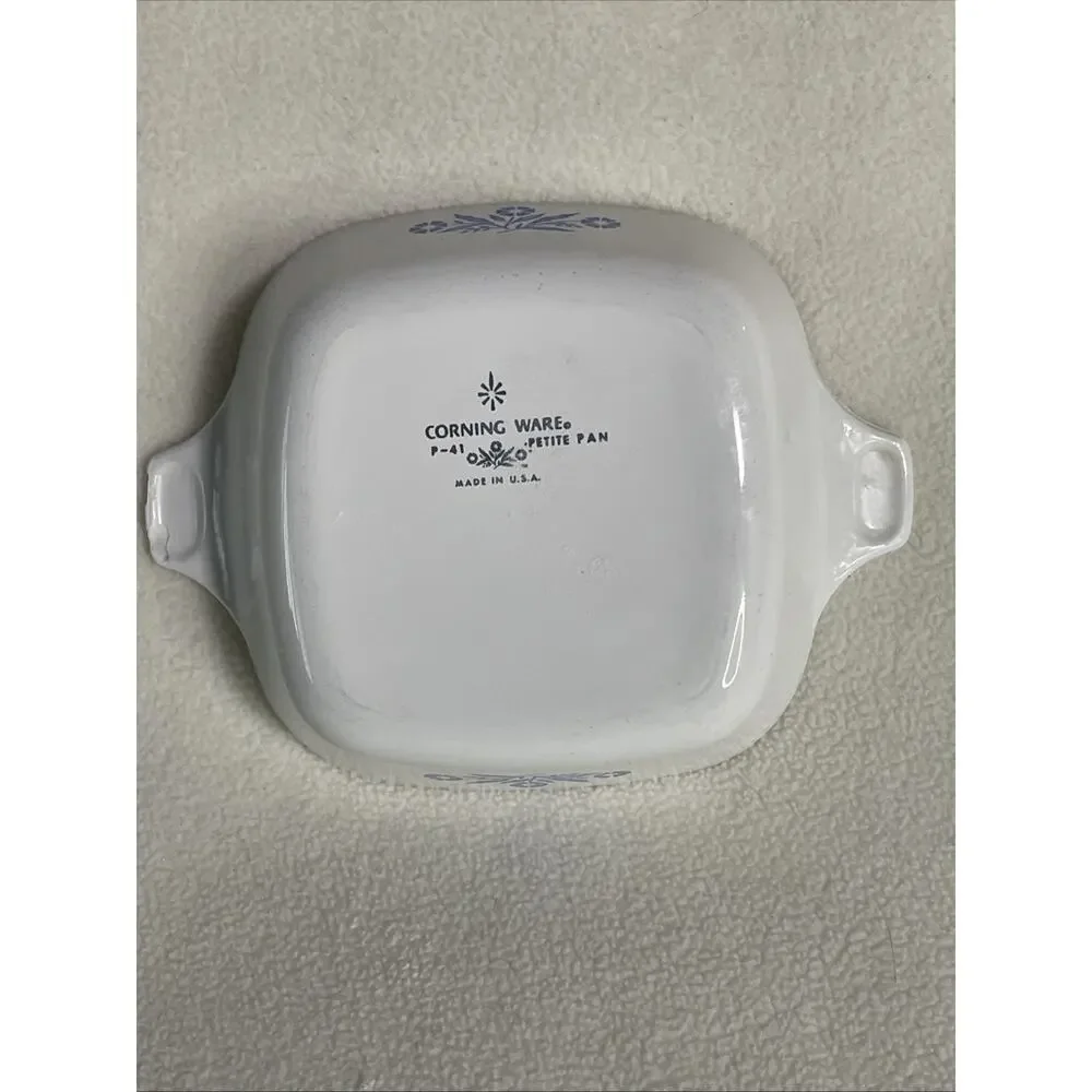 Vintage Corning Ware Casserole Dish P41 Blue Cornflower petite pan no lid
